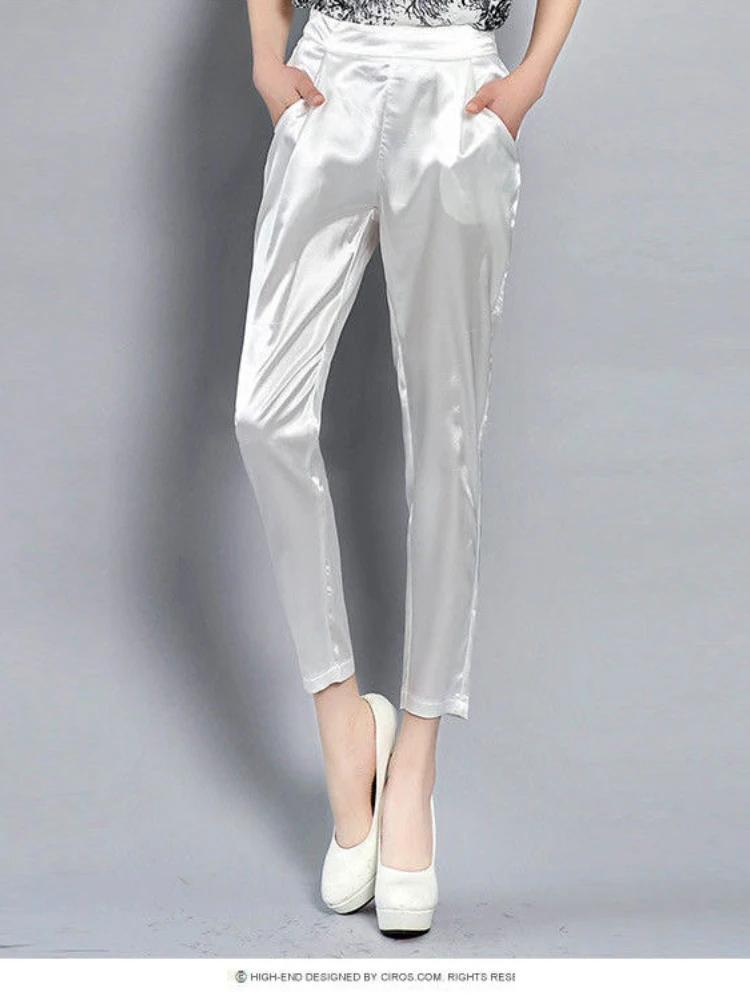 

Summer Pants Women's New Korean Version Fashion Stretch Satin Harem Pants Ninth Pants Casual Large Size Slim Women's Pants 2022