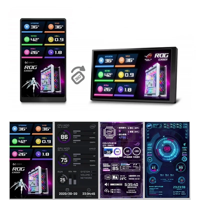 Новый корпус ПК Монитор 5 0-дюймовый IPS TYPE-C Вторичный экран Компьютер Процессор