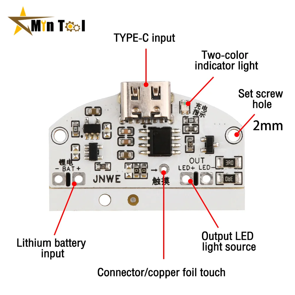

Type-C Table Lamp Circuit Board USB Charging Three Gear Stepless Dimming Led Touch Night Lamp Control Module
