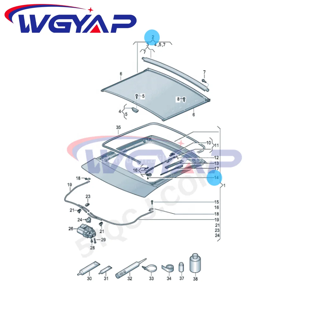 WGYAP OEM автозапчасти 1K8 877 307 C DM4 солнцезащитная шторка для Volkswagen Scirocco 2015, абсолютно новая панорамная занавеска на крыше (art.: 3920d0a32cecb) - 3920d0a32cecb