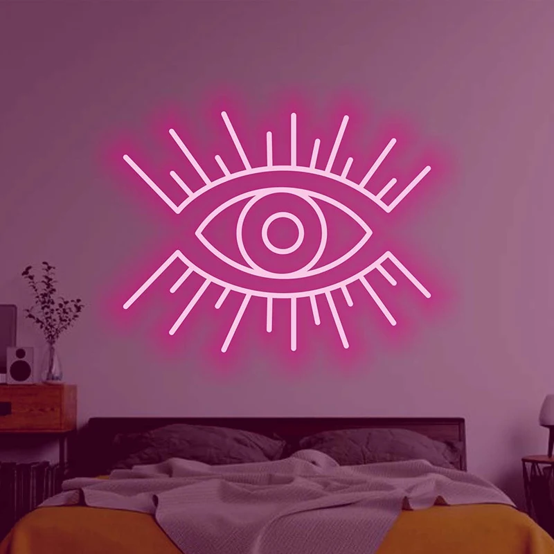 Led Evil Eye Neon Sign Creative Game Festive Party Club Neon Lights Signs Bedroom Game Room Christmas Wall Decor Gift