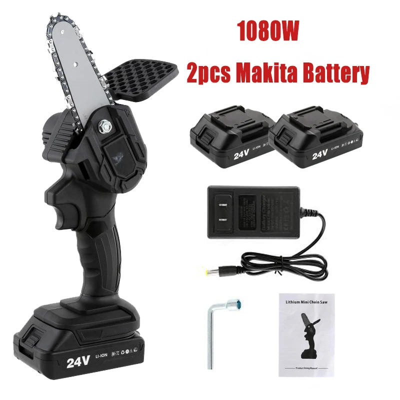

Мини-бензопила 1080 Вт с батареей Makita деревообрабатывающая 4-дюймовая Электрическая цепная пила садовая Обрезка режущий инструмент перезаряжаемый