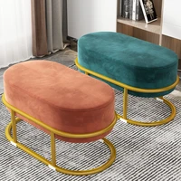 luxury velvet small shoe changing stool living room cloth sofa oval ottomans creative cute bedroom shoe cabinet indoor furniture