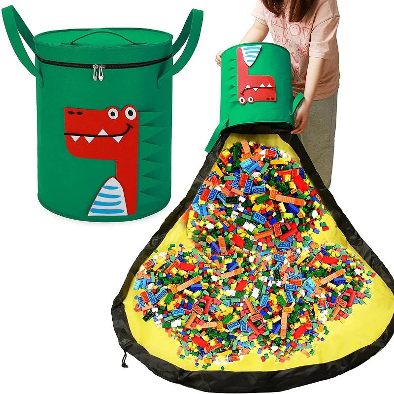 

New Animal Felt Storage Bucket Thickened Felt Lego Toy Storage Bag 2-in-1 Multi-Purpose Felt Storage Bag