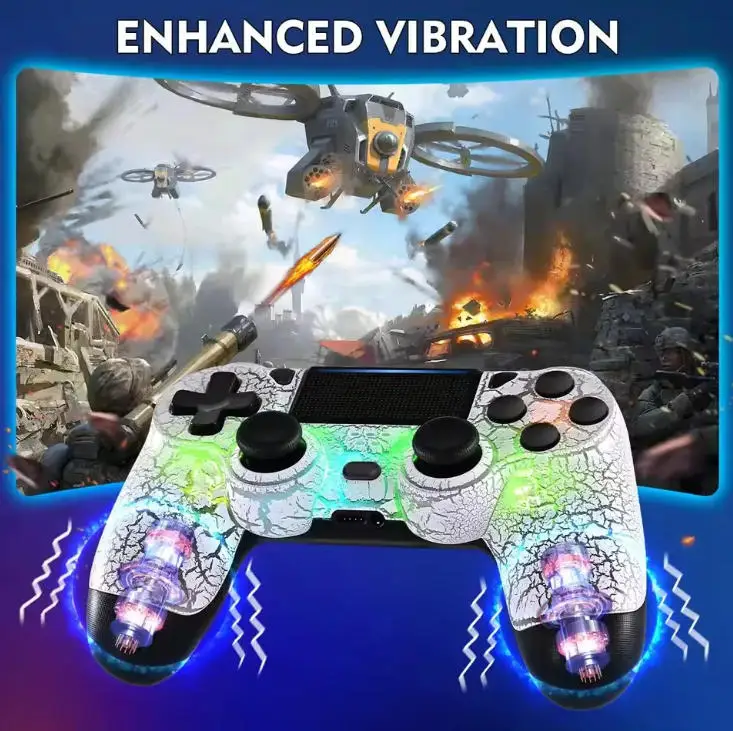 Фото Беспроводные геймпады с поддержкой Bluetooth для Sony PS4, джойстик с шестью гироскопическими датчиками, беспроводной контроллер для ПК, аксессуары с двойной вибрацией. №5