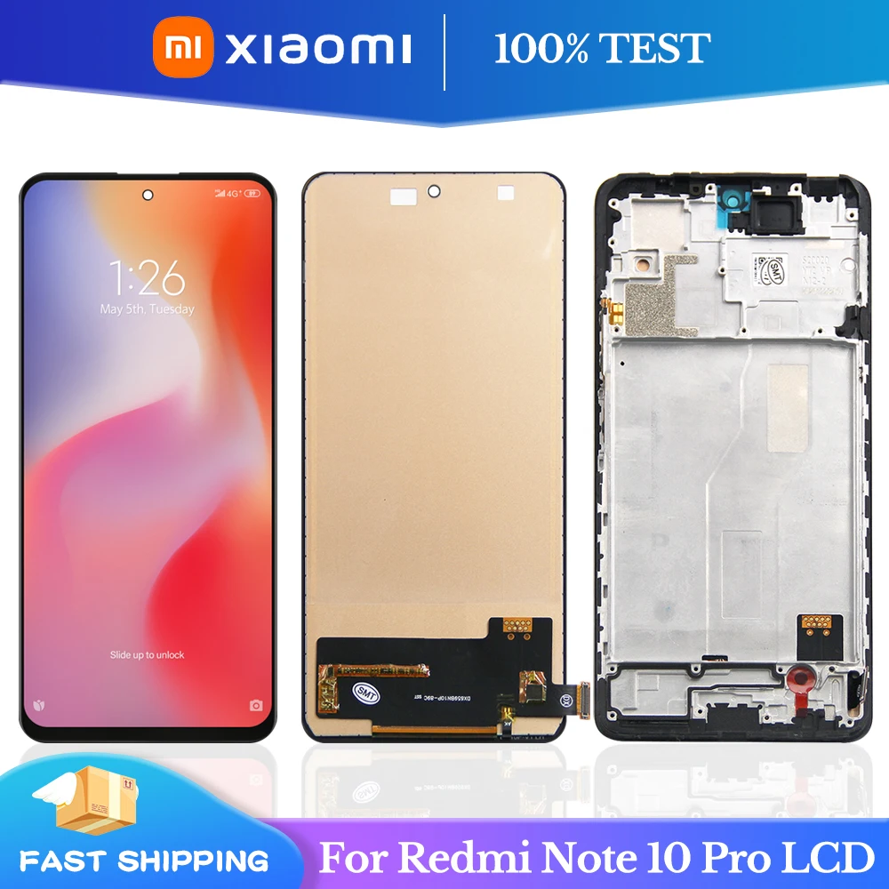 

100% протестированный 6,67 ''дисплей для Xiaomi Redmi Note 10 Pro, ЖК-дисплей с сенсорным экраном и дигитайзером в сборе для Redmi note10pro, M2101K6G дисплей