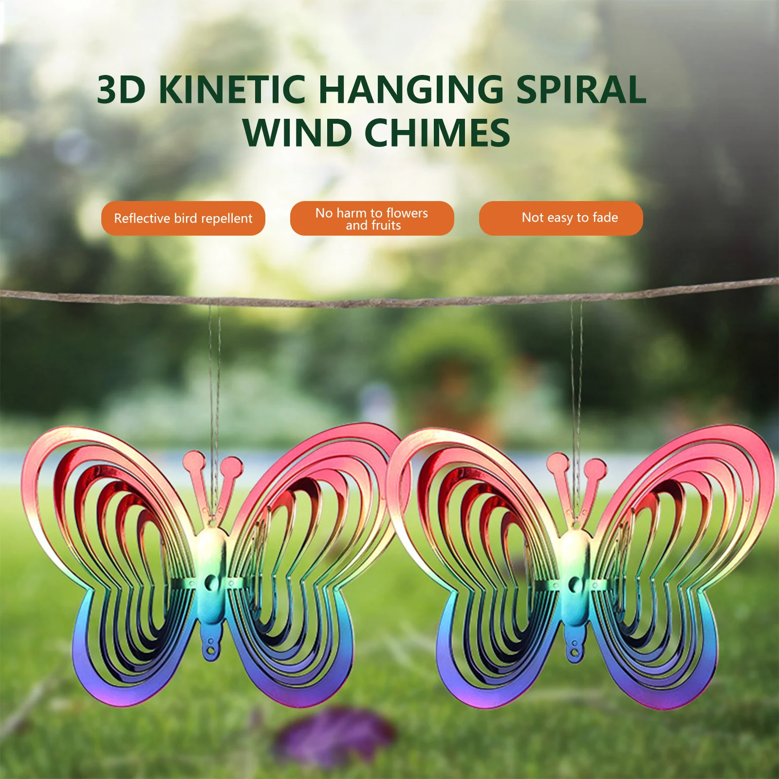 

Butterfly Wind Spinner ABS Wind Catcher Love Rotating Wind Chime Butterfly Reflective Scarer Hanging Ornament Garden Decoration