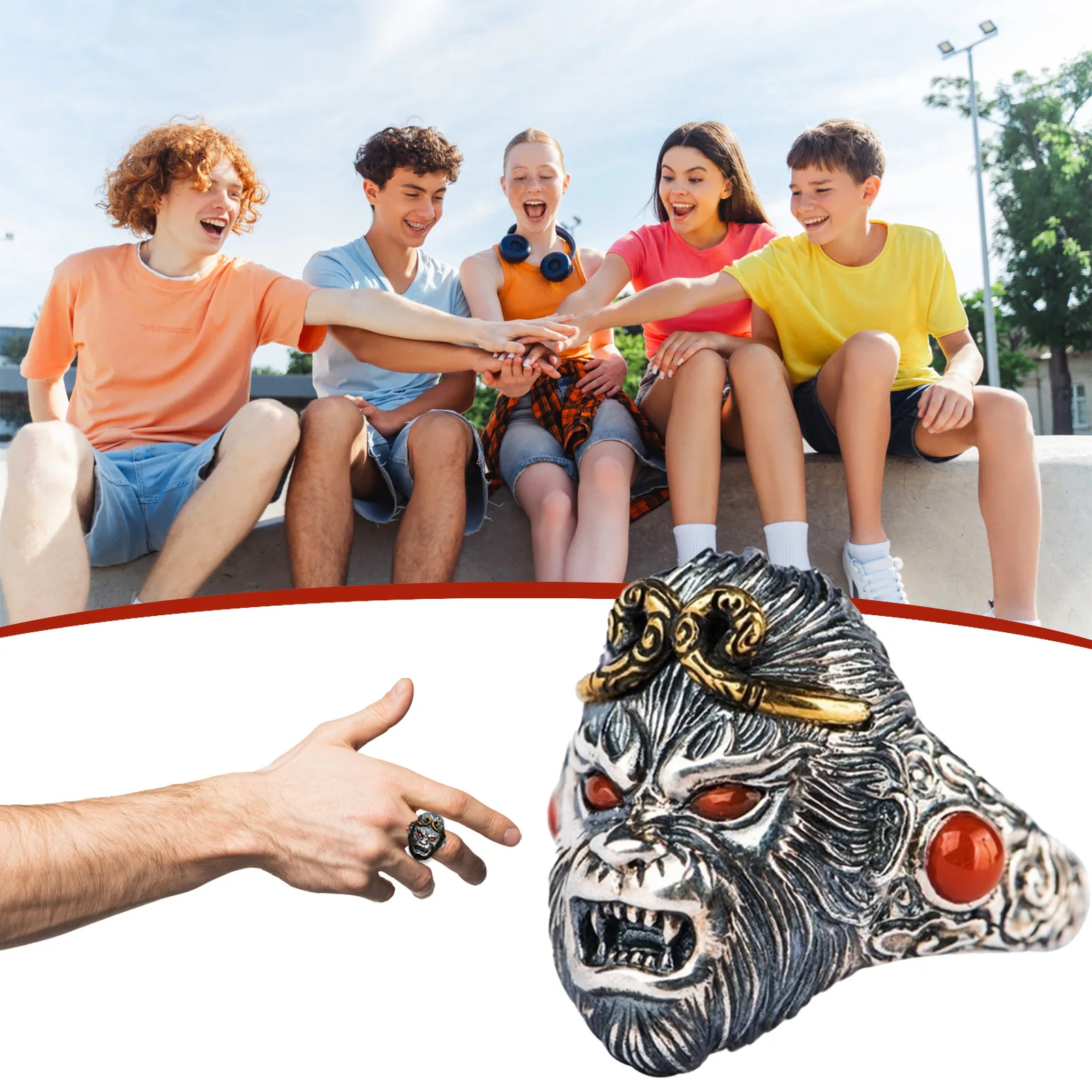 Древний стиль Monkey King Премиум модные ювелирные изделия регулируемые открытые s