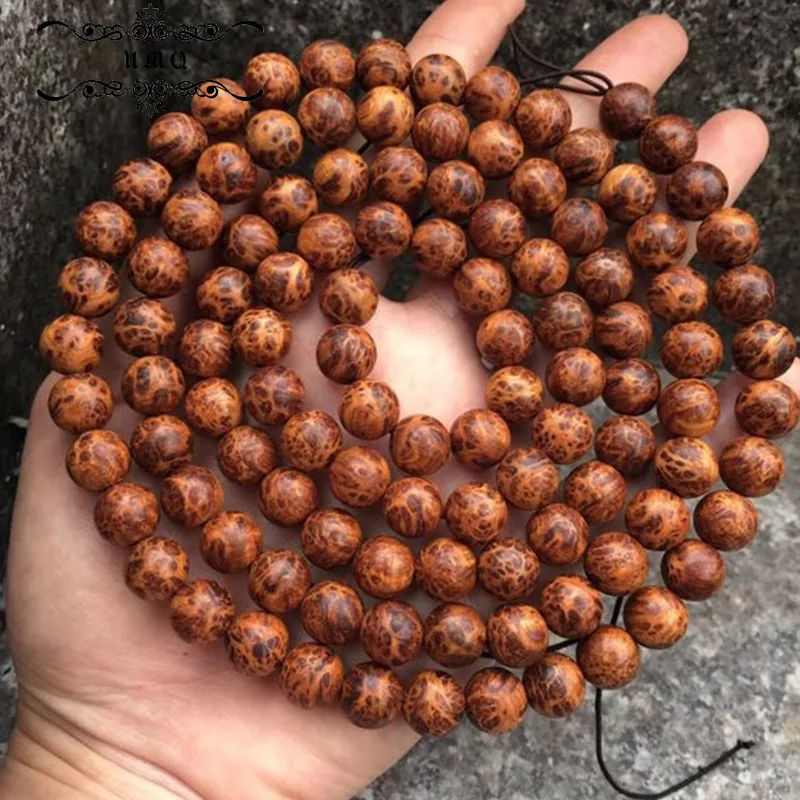 Taihang Cliff Cypress Bracelet Hand String 8mm 108 Scarred Sparrow Eye Hand String Flower Buddha Bead Wood Bead Male Hand String