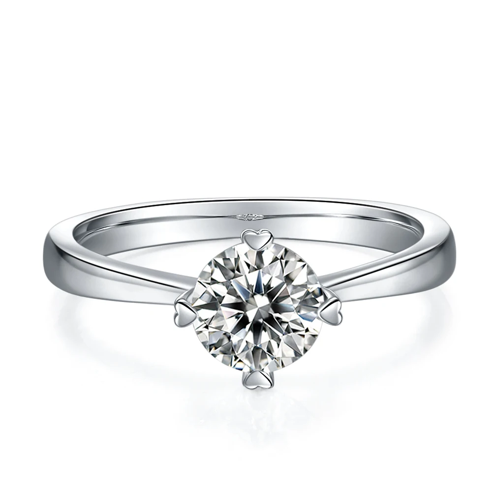 

Женское классическое обручальное кольцо из серебра 100% пробы с муассанитом