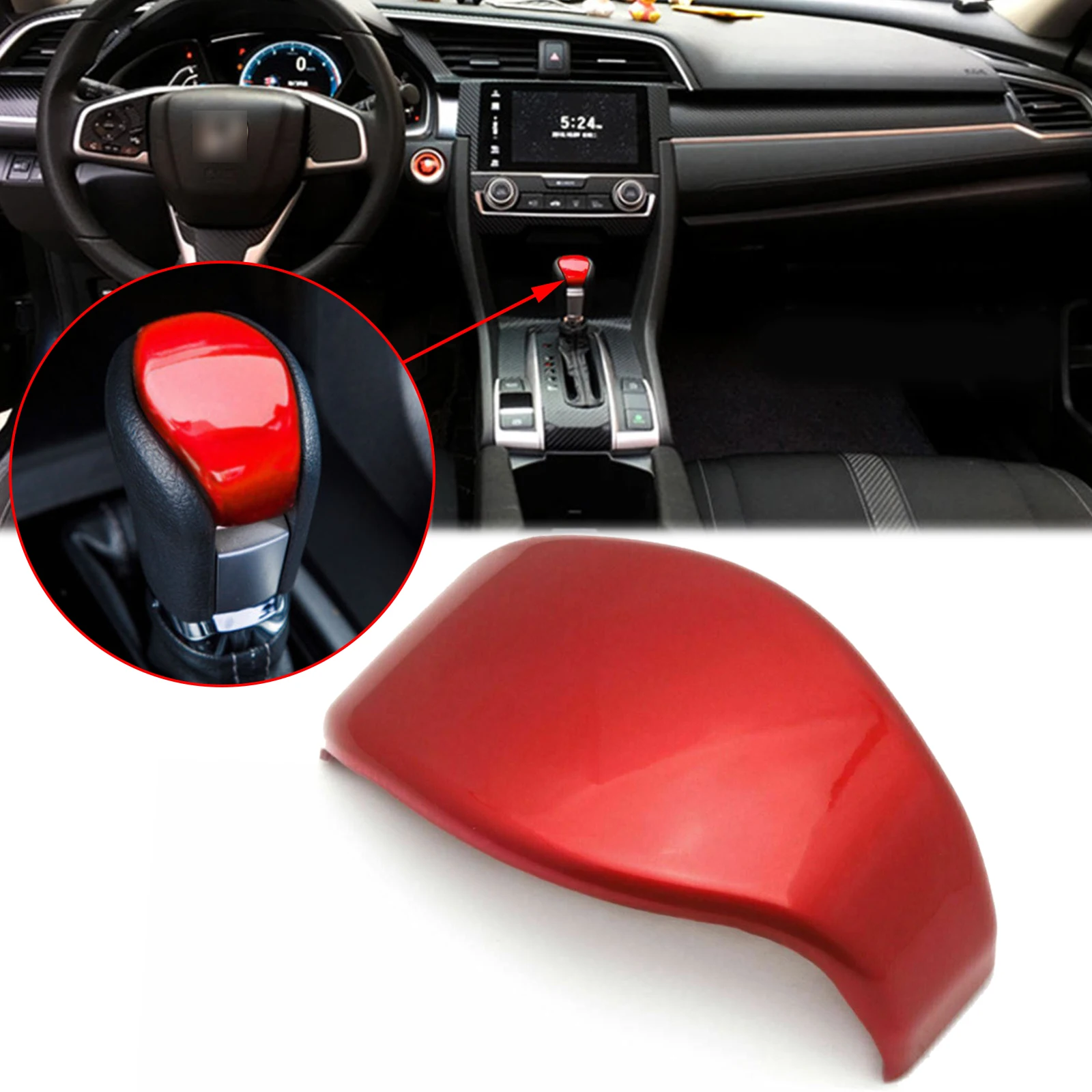 

Красная крышка рычага переключения передач для Honda Civic 2016-2021