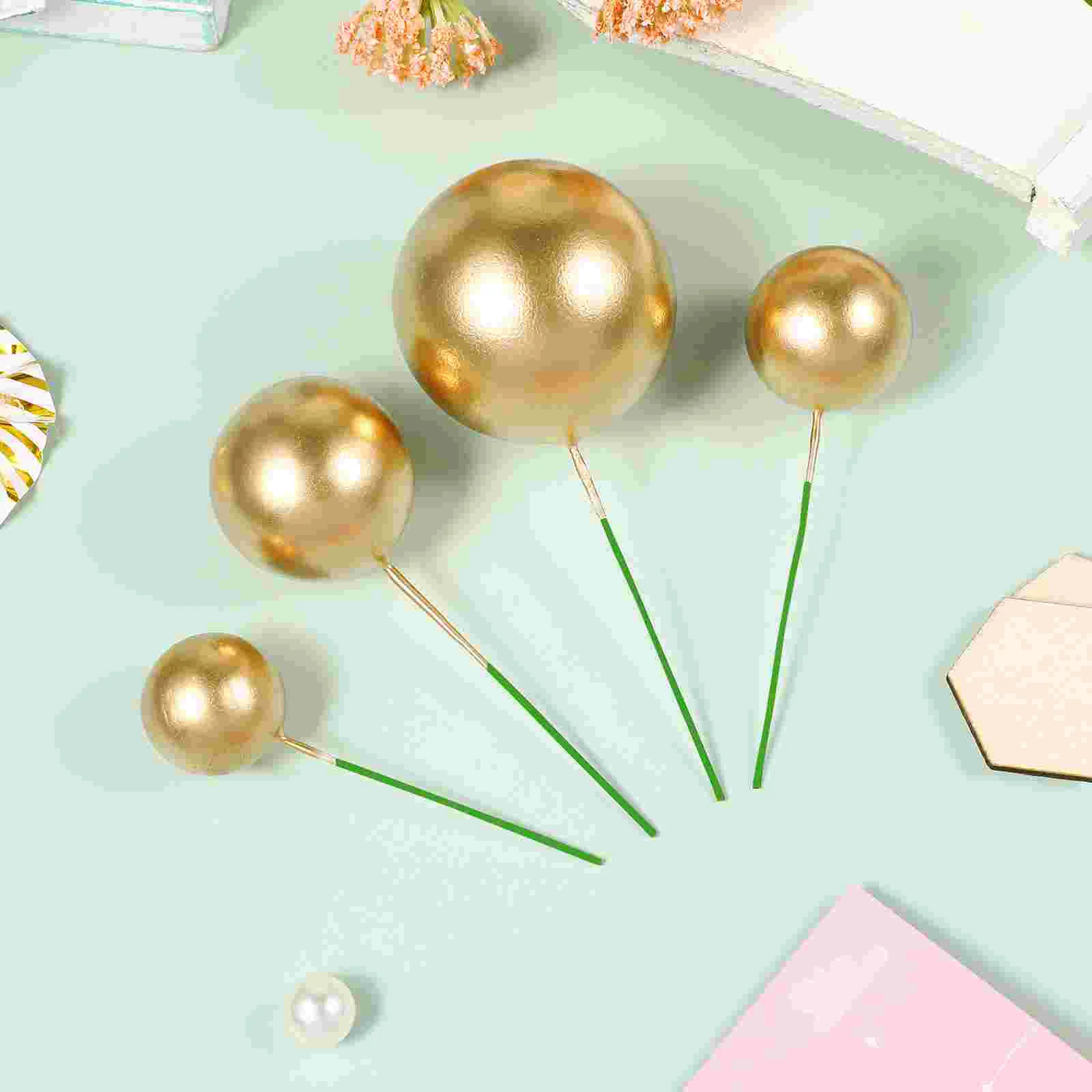 

NUOBESTY 12pcs Cake Round Ball Topppers Cupcake Picks Decorations Dessert Toppers Birthday Cake Ornaments