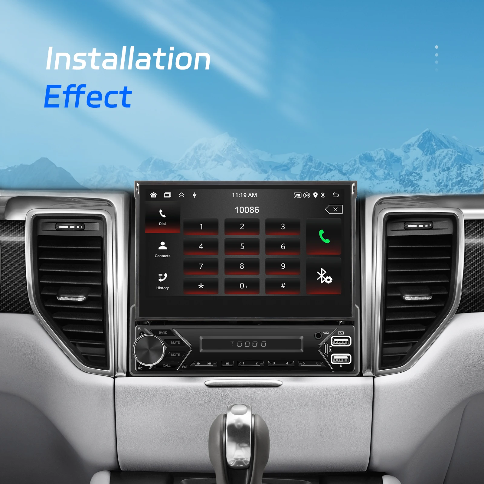 Podofo 7-дюймовый мультимедийный плеер 2 + 64 1Din Android Автомобильный радиоприемник Carplay