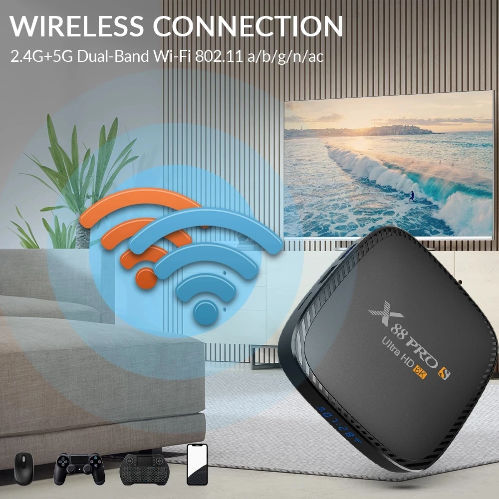 Фото ТВ-приставка X88S, 6K, Android 10,0, BT5.0, Wi-Fi, 2,4/5,8 ГБ, 4 + 32/64/128 ГБ №5