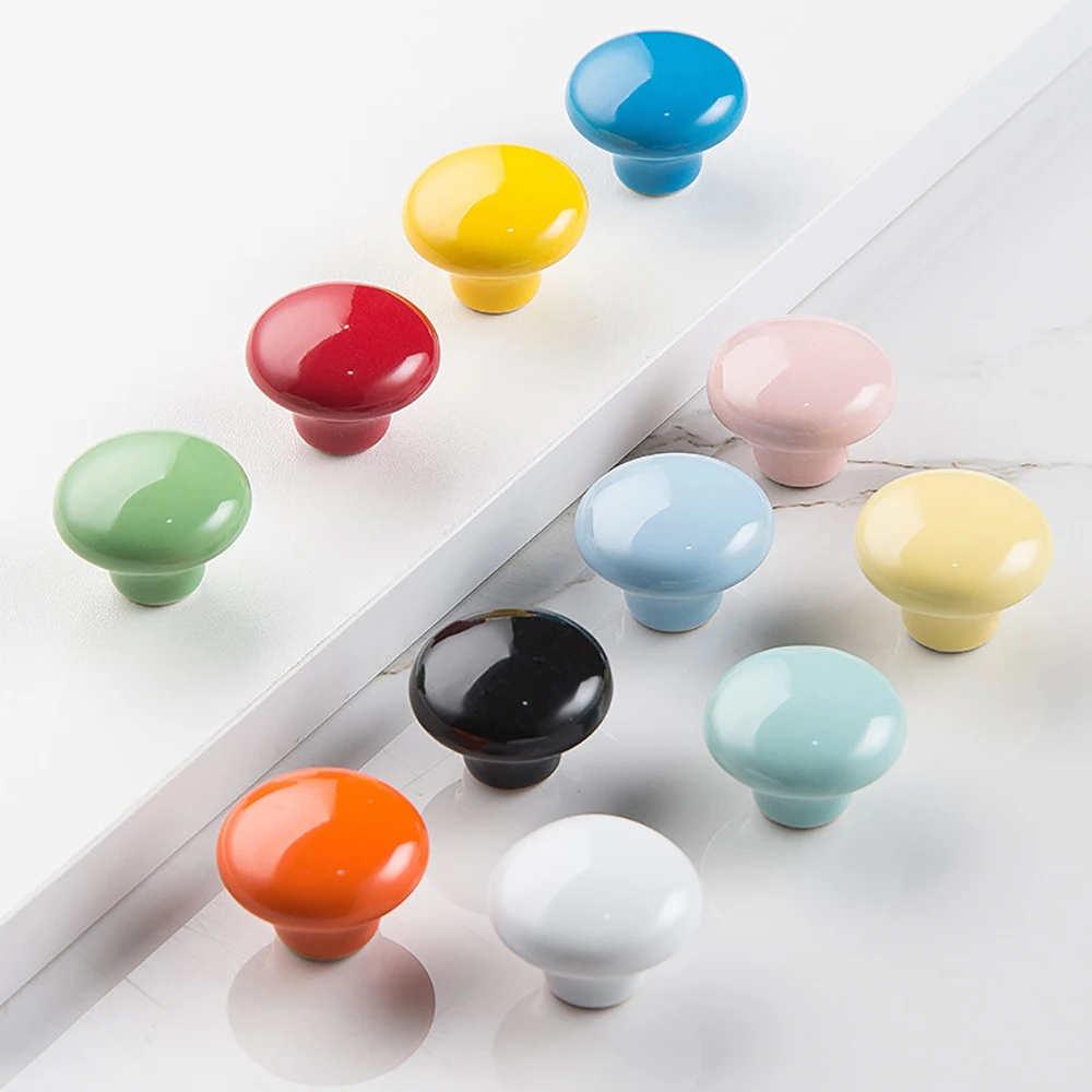 

20Pcs/Sets Ceramic Handle Round Drawer Handle Modern Cabinet Door Wardrobe Drawer Handle Furniture Hardware Kids Room Knob