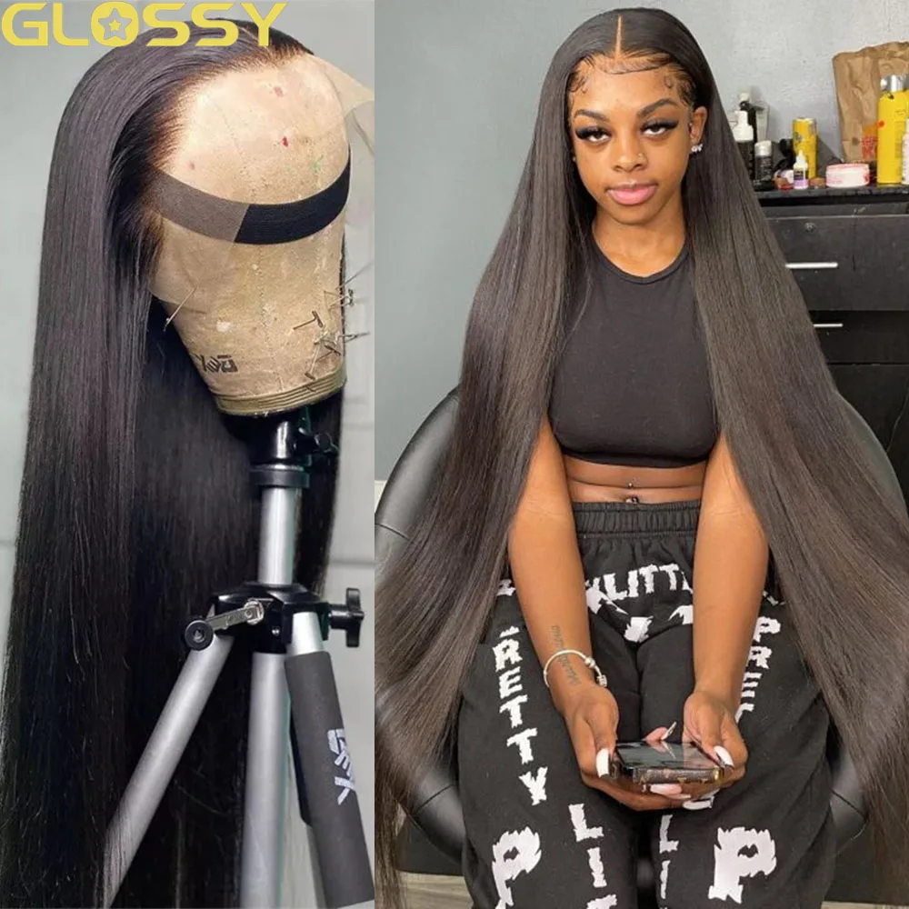 Straight Lace Front Wigs 30 40 Inch Brazilian Bone Straight Human Hair Wig Transparent 4x4 Closure 13x4 Frontal Wig For Women