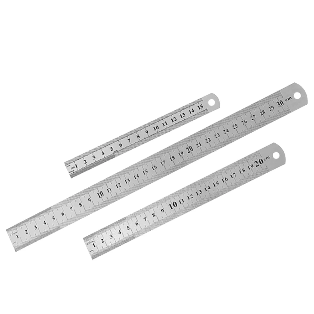 

3 Pcs Double-sided Graduated Ruler Rulers Office Kids Measuring Tool Multi-function Stainless Steel Woodworking Metal