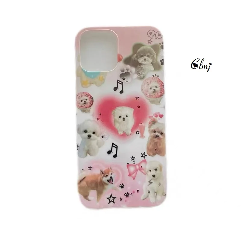 Clmj Vintage Dog Cat Star Bow Phone Case For iPhone 14 11 12 13 Pro XR XS Max X 7 8 Plus SE 2020 Cute Animal Silicone Cover INS images - 6