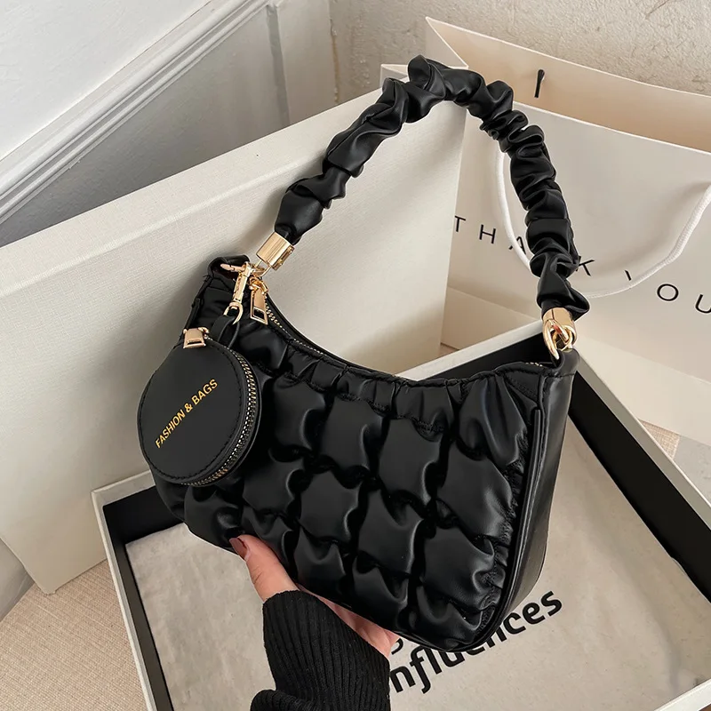 

Women PU Leather Handbags 2022 Branded Design Ladies Small Handbags Mini Crossbody Bags Women Luxury Pleated Bags Bolsa Feminina