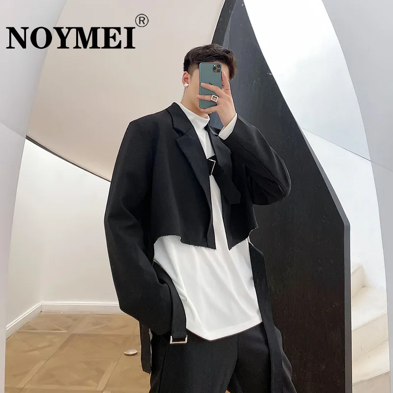 

NOYMEI Irregular Buckle Suit Coat Men's Fashion Niche Dark Jacket Trend Temperament Niche 2023 Spring New Male Blazer WA634