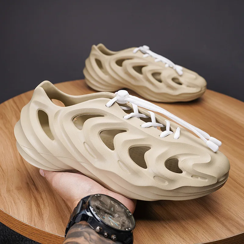 

Summer Men's Women's Non-Slip Slippers Camouflage Platform Men's Casual Beach Shoes Can Be Worn Outside With Shoelaces Sandals