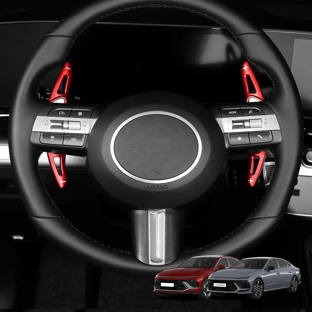 Для Hyundai Sonata DN8 2024 алюминиевый красный серебристый рулевое колесо рычаг