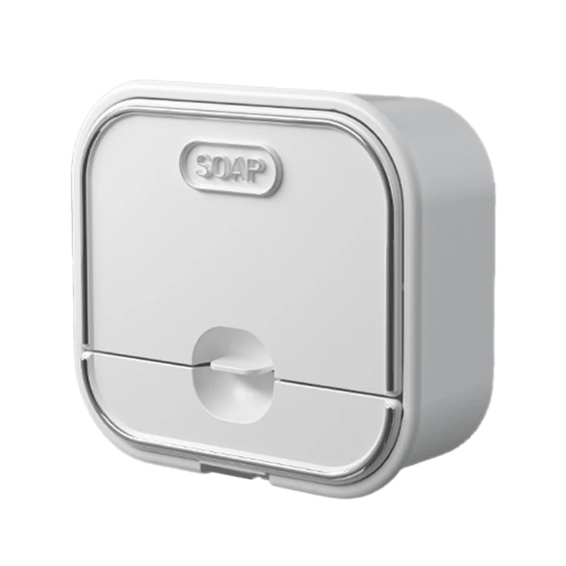 

Double-layer Soap Dish Wall-mounted Drain Soap Rack Flip Lid Drain Soap Box Self Draining Soap Saver for Bathroom