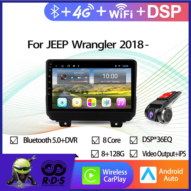 

Android Car GPS Navigation For JEEP Wrangler 2018- Car Radio Player With Wifi 4G AHD DSP Mirror Link Backup Camera