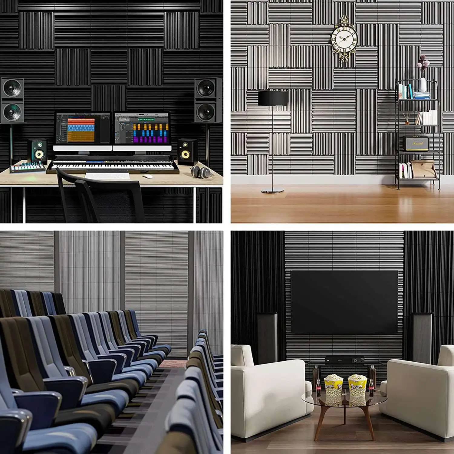 Самоклеящиеся звукостойкие пенопластовые панели 12x12x2 дюйма акустическая пена