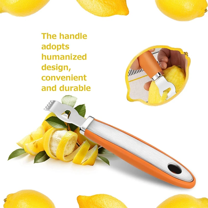 2 Pcs Stainless Steel Lemon Grater Orange Citrus Peeler Tool With Channel Knife And Hanging Kitchen | Дом и сад