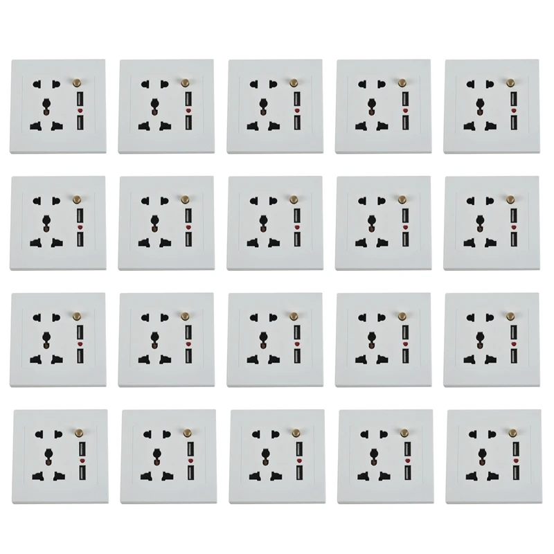 

20X 2.1A Dual USB Wall Charger Socket Adapter Universial Power Outlet Panel Wite Switch