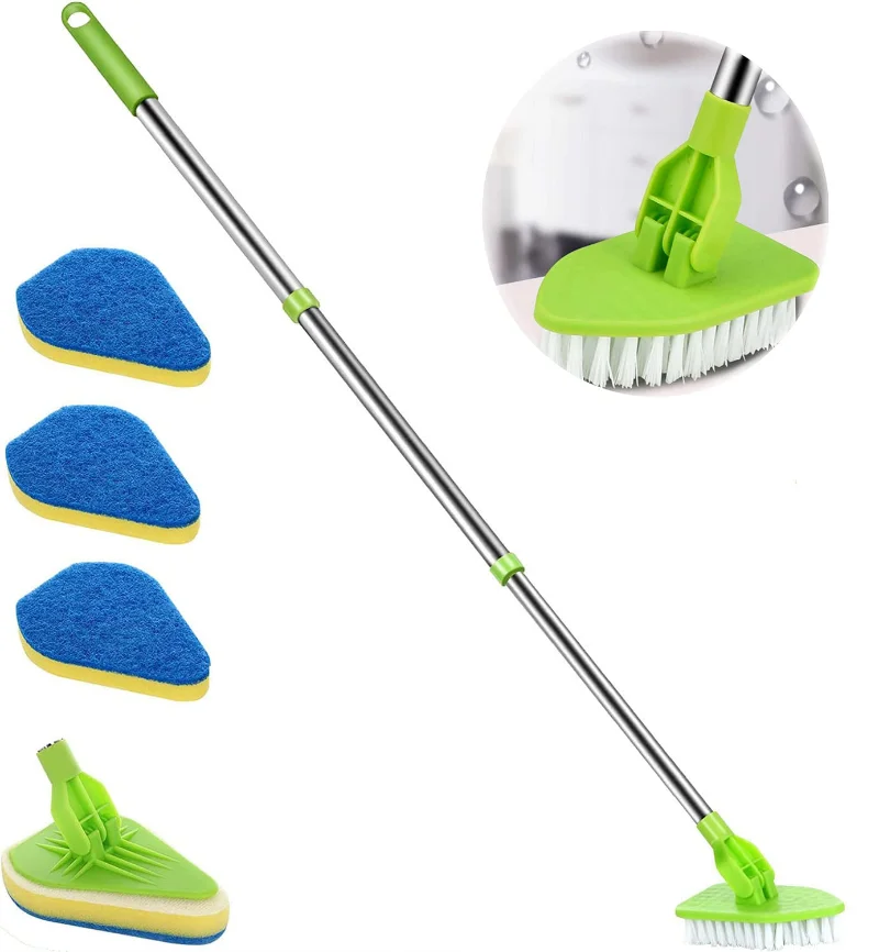 

Extendable Floor Scrubber Triangle Sponge Telescopic Glass Wiper Long Brush Handle Floor Bathroom Bathtub Tile Cleaning Tool