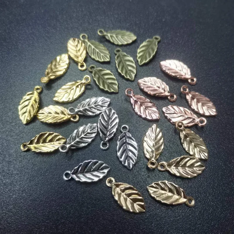 

Новейший 40 шт./лот 15x7 мм античный посеребренный лист сплав Подвеска для изготовления ювелирных изделий