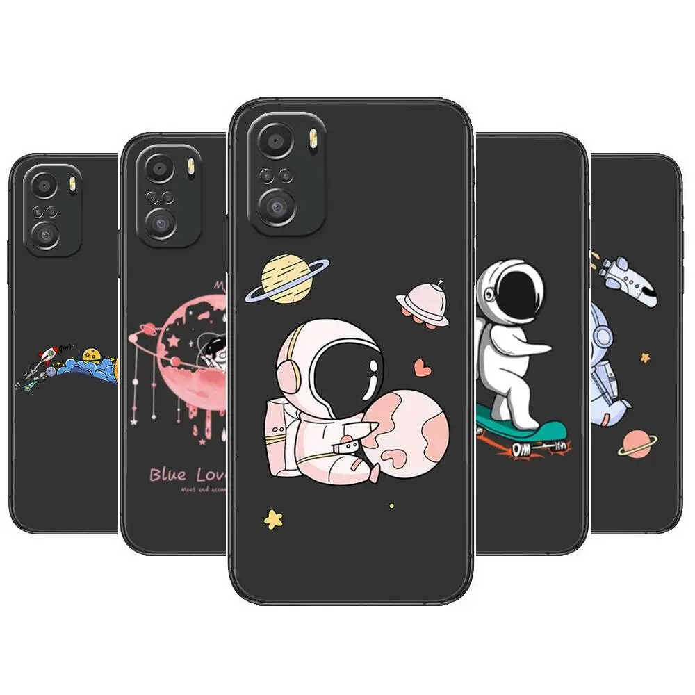 

Space Astronaut Cute couple Phone Case For xiaomi redmi 11 Lite pro Ultra 10 9 8 MIX 4 FOLD 10T Black Cover Silicone Back Prett