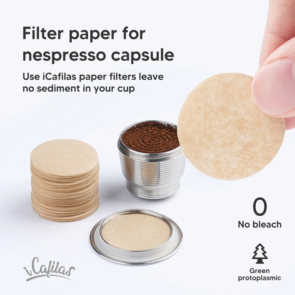 

Disposible Paper Filter for Nespresso Stainless Steel Coffee Capsule Protect From Block By Grounds Keep Capsule Easy Cleaning