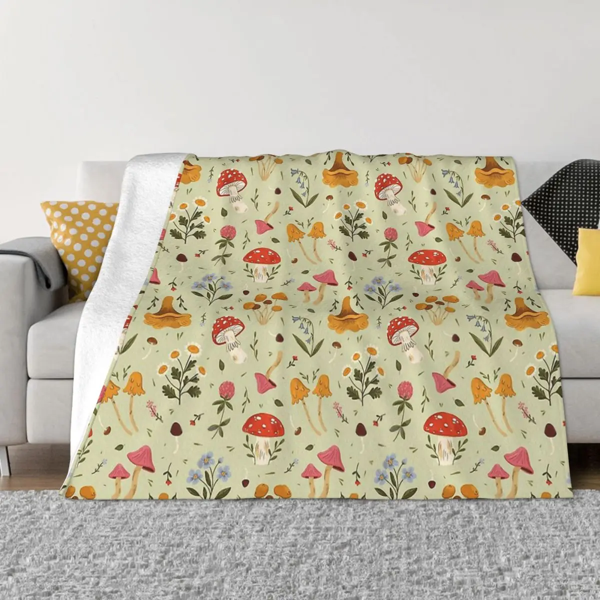 

Mushroom Mushrooms Forest Blankets Coral Fleece Plush Decoration Bedroom Bedding Couch Bedspread