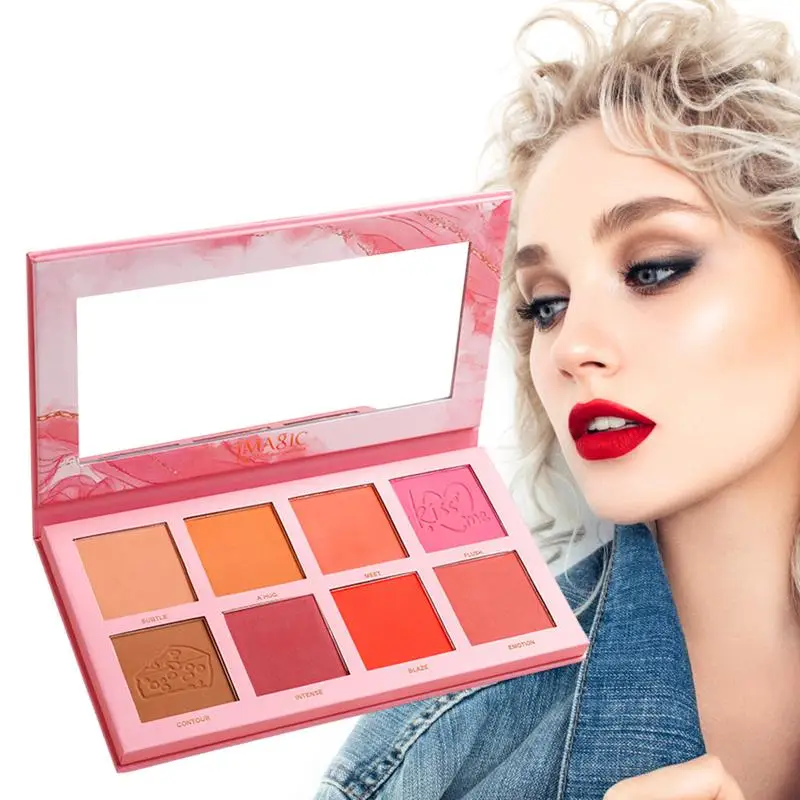 

8 Color Blush Palette Multifunction Eyeshadow Highlighter Kit Blendable Matte Blush Face Cosmetics Blusher Bright Shimmer Makeup