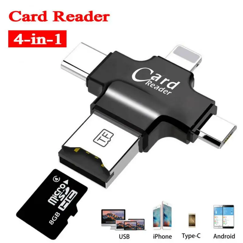 

4-in-1 Muti Card Reader Adapter Supports / SDHC / SDXC / TF Adapter For IPhones/iPod/laptops/Macbook