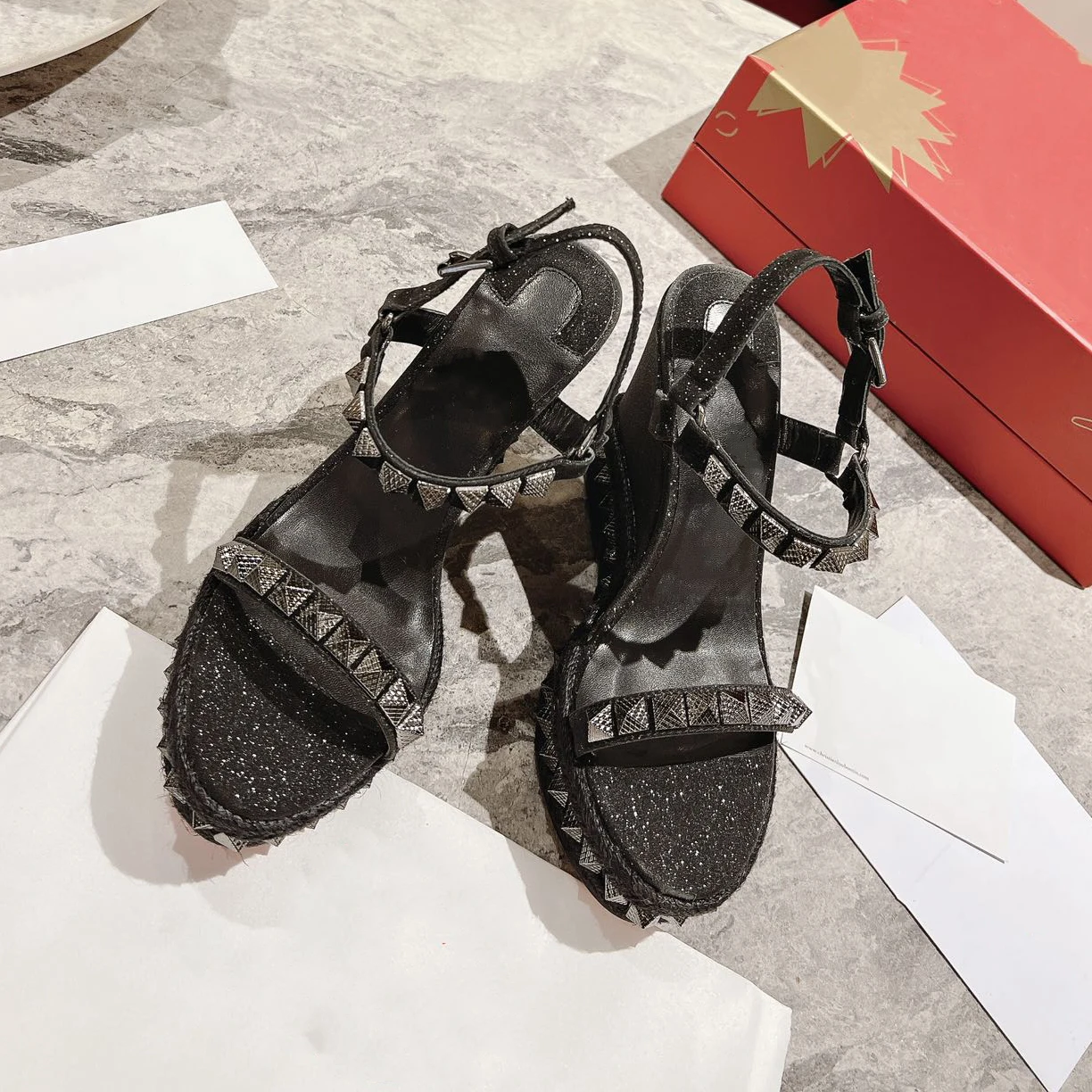 Top Quality Red Sole Womens High Heels 12cm Shoes Luxury Fashion Ladies Braided Sandals Classic Retro Designer High Heel HJ2043