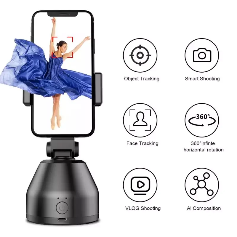 

Smart Bracket Smart AI 360 Rotation Face Tracking Selfie Stick Tripod Gimbal Personal Robot Cameraman Mobile Phone Stand