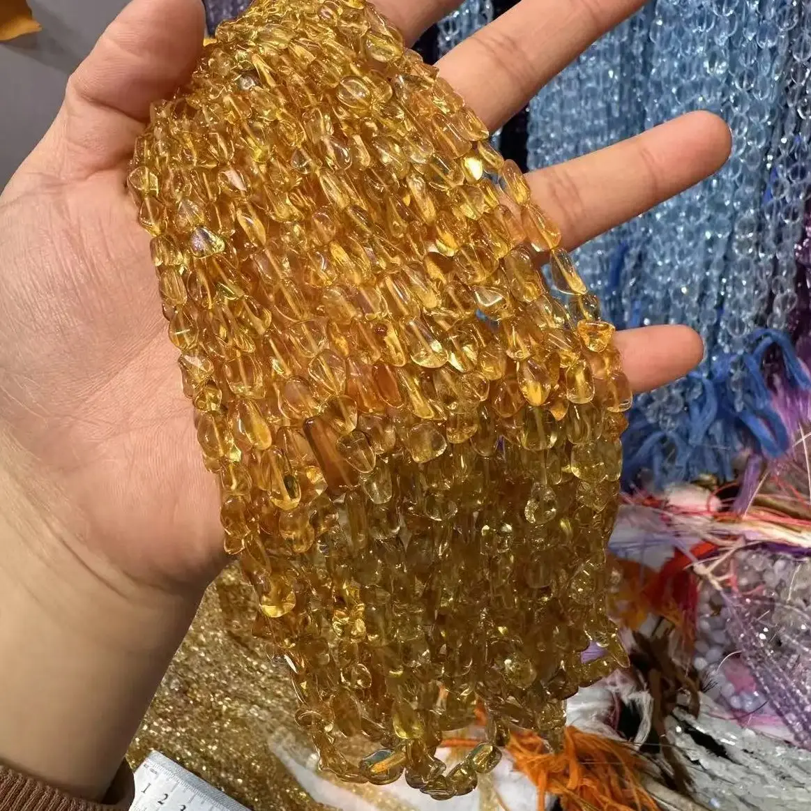 Натуральные желтые цитриновые бусины 40 см