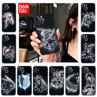 black soft silicone phone cases for iphone xr xs max 7 8 6s plus x anime attack on titan cover for iphone 13 12 pro 11 se 2022