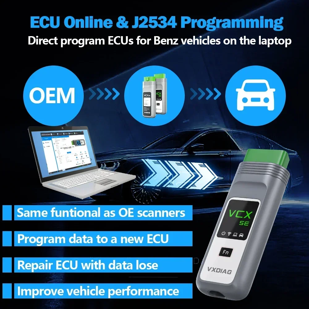 Фото VXDIAG VCX SE для Mercedes Benz Car OBD2 диагностический инструмент MB Star C6 DoIP активный тест все системы диагностика кодирование программирование №2