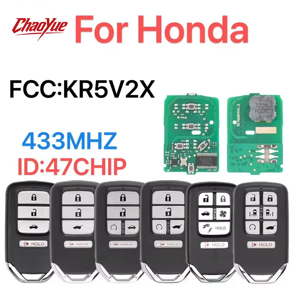 Фото ChaoYue KR5V2X ID:47CHIP для Honda Odyssey Clarity City CRV HRV Jazz Pilot XRV Venzel EX-Smart, смарт-ключ дистанционного управления 433 МГц №1