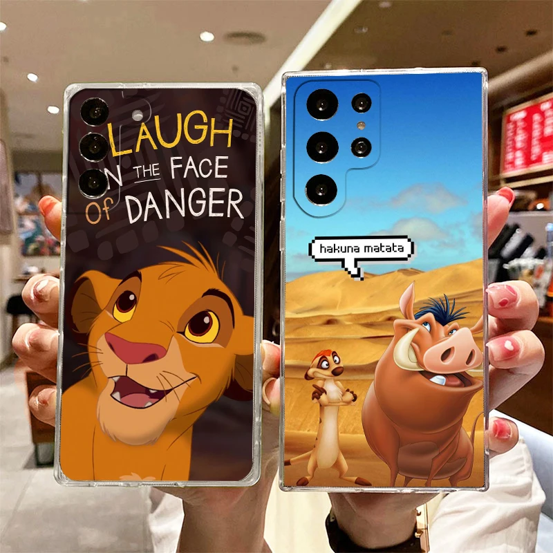 

Disney Lion King Cute Transparent Phone Case For Samsung S23 S22 S21 S20 FE Ultra Pro Lite S10 S10E S9 S8 Plus 5G