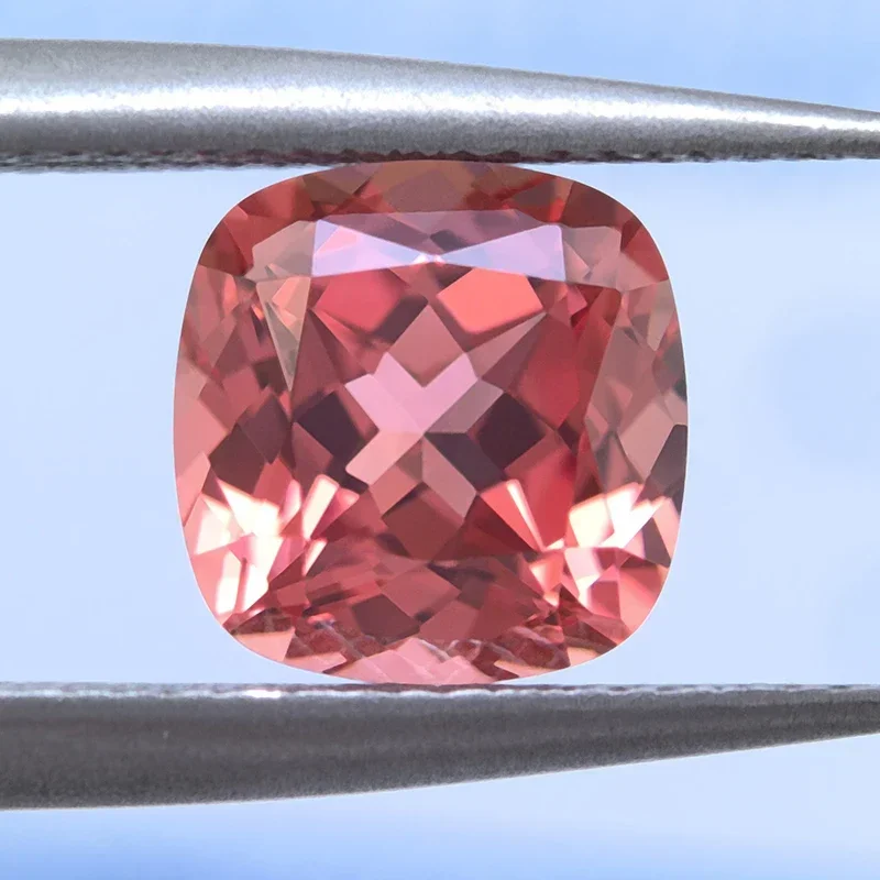 Фото Выращен в лаборатории Padparadscha квадратная подушка в форме огненного лотоса, драгоценный камень для подвесок, изготовление ювелирных изделий своими руками, выборный сертификат AGL №5