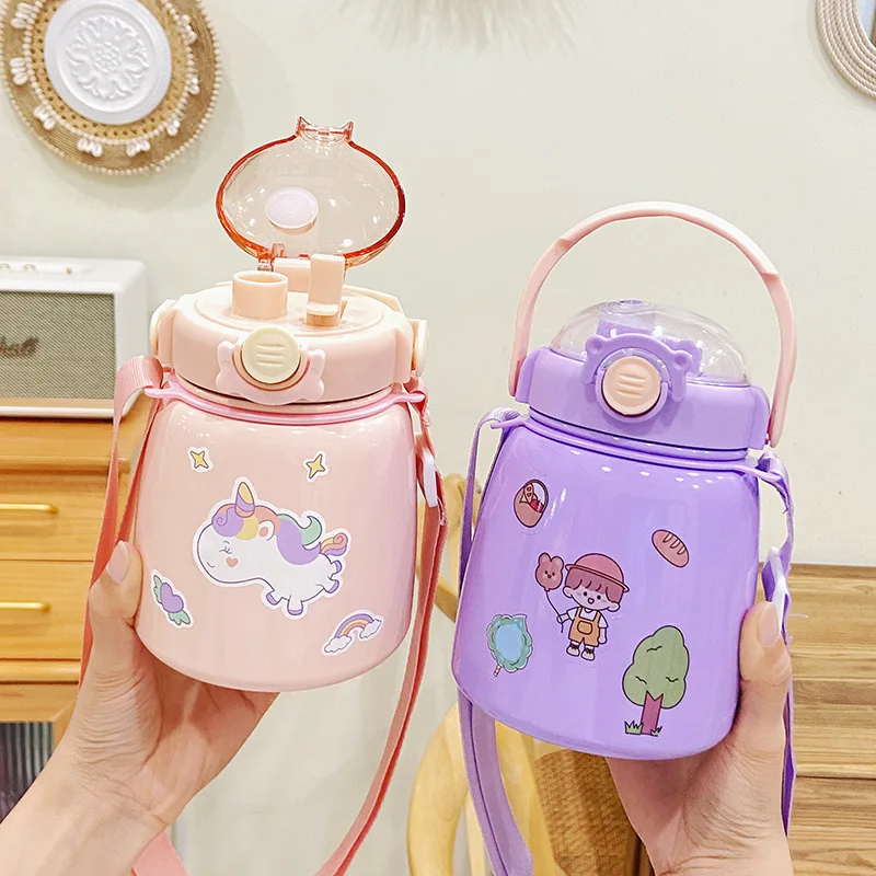 Big belly cup stainless steel insulated cup, children's stra