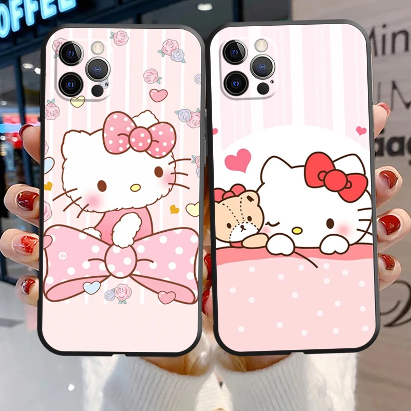 

Hello Kitty Cute Cat Phone Cases For iPhone 11 12 Pro MAX 6S 7 8 Plus XS MAX 12 13 Mini X XR SE 2020 Cases Carcasa Soft TPU