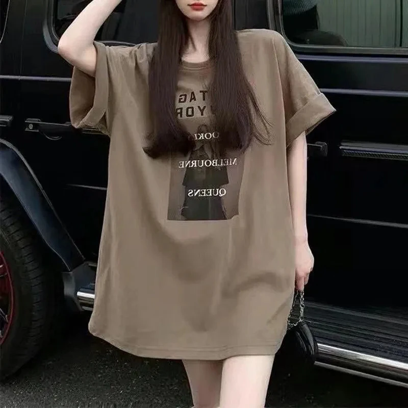 Urban Trend Letter Pattern Short Sleeve Oversized T-Shirt Casual Top Streetwear Summer Women's Clothing Loose