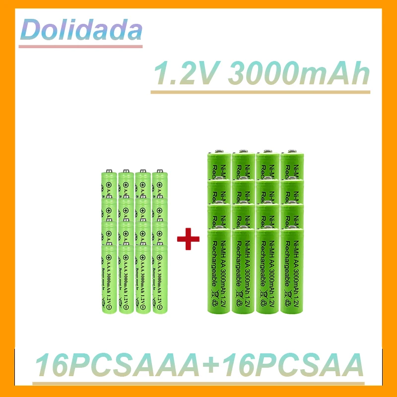 

1.2V AAA+AA Ni-MH Rechargeable Battery 3000mAh Technology Suitable for Remote Control Toys Game Consoles Clocks Computer Mice